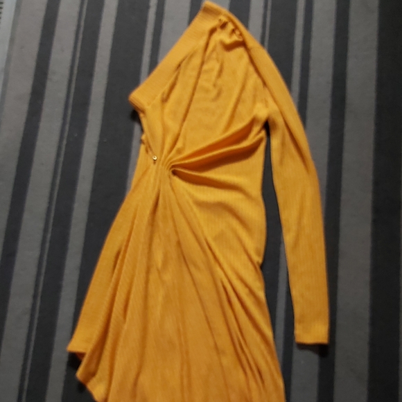 Dodo Bar Or Size 10 Hanna One-sleeve Gathered Ribbed-knit Polyester Midi Dress - Picture 2 of 7